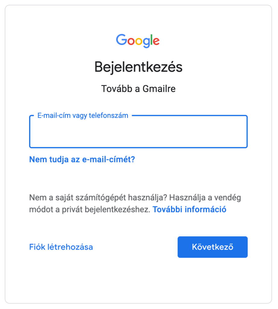 gmail belépés
