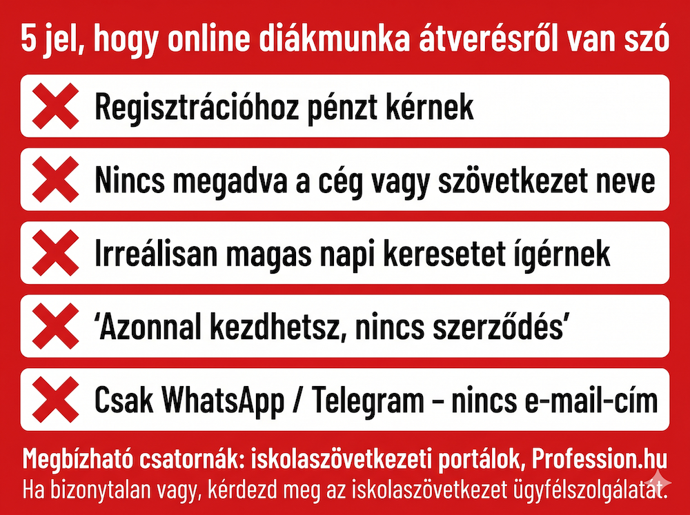 Online diákmunka átverések 5 figyelmeztető jele